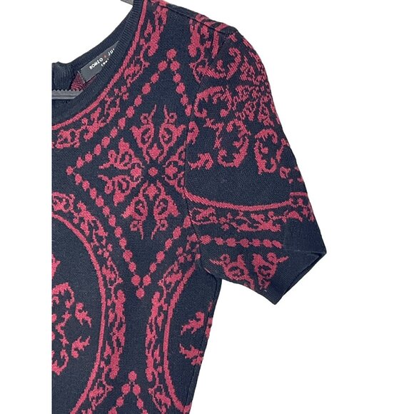 Romeo & Juliet Couture Sweater Dress Small Red Black Flare Mini - Picture 5 of 12